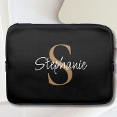  Monogram Elegant Script Name Black Gold Laptopschutzhülle