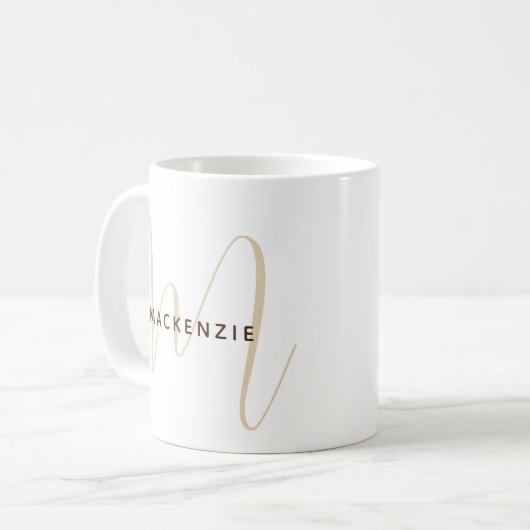 Monogram Elegant Script Name Simple Modern Kaffeetasse (Vorderseite Links)