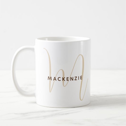 Monogram Elegant Script Name Simple Modern Kaffeetasse (Links)