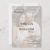Monogram Elegant Script Names Foto Wedding Einladung (Vorderseite)