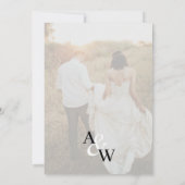 Monogram Elegant Script Names Foto Wedding Einladung (Rückseite)