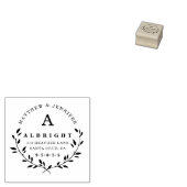 Monogram & Elegant Script-Rücksendeadresse Gummistempel (Stempel)