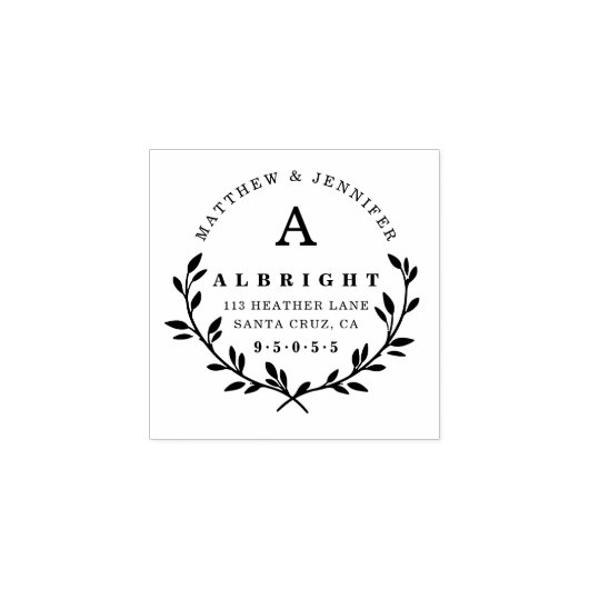 Monogram & Elegant Script-Rücksendeadresse Gummistempel (Prägung)