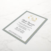 Monogram Elegant Simple Blue n Gold Brautparty Folieneinladung (Gedreht)