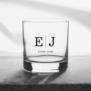 Monogram Elegant Simple Whiskey Glass Whiskyglas