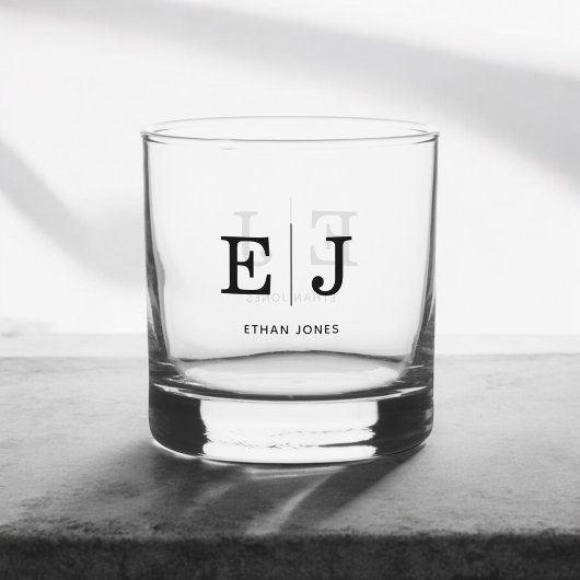 Monogram Elegant Simple Whiskey Glass Whiskyglas