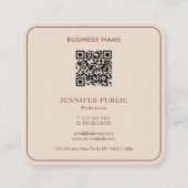 Monogram Elegant Terracotta Luxe Premium Linen Quadratische Visitenkarte (Rückseite)