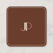 Monogram Elegant Terracotta Luxe Premium Linen Quadratische Visitenkarte (Vorderseite)