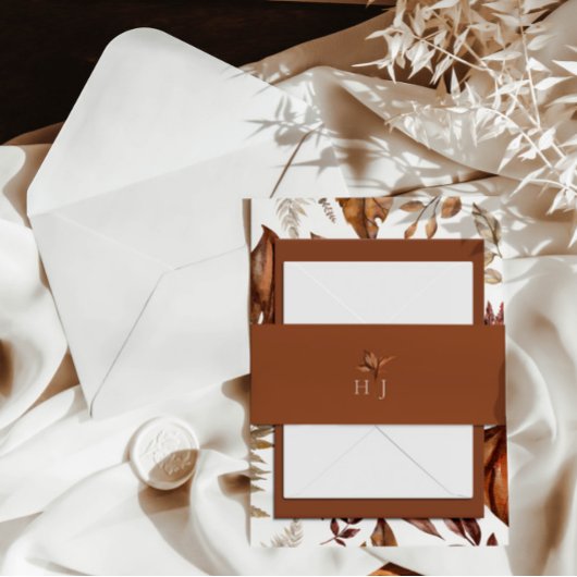 Monogram Elegant Terracotta Wedding Einladungsbanderole