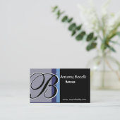 Monogram Elegant Trendy Black und Gray Visitenkarte (Stehend Vorderseite)