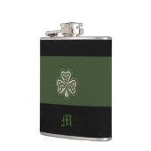 Monogram Elegant trendy Glück Irish Kleeblatt Flachmann (Links)