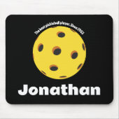 Monogram Elegant trendy Pickleball Simple Black Mousepad (Vorne)