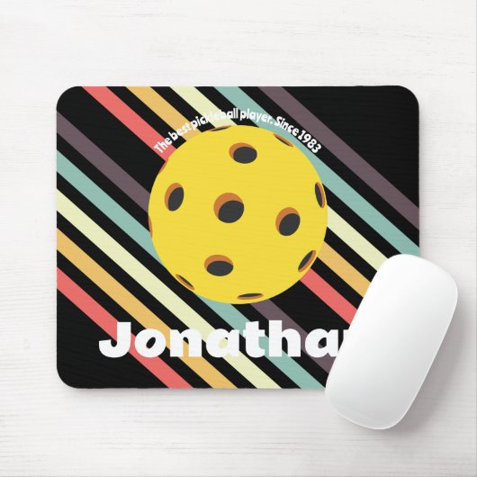 Monogram elegant trendy Retro Pickleball Black Mousepad (Mit Mouse)