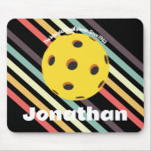 Monogram elegant trendy Retro Pickleball Black Mousepad (Vorne)