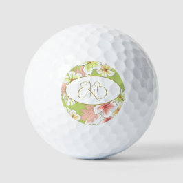 Monogram Elegant Tropical Floral Golfball