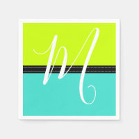Monogram Elegant Türkis & Volt Solid Color