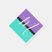 Monogram Elegant Türkise & Amethyst Solid Color Serviette (Ecke)