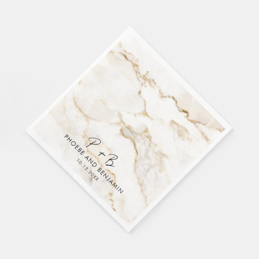 Monogram Elegant Typografy Wedding Paper Serviette (Ecke)