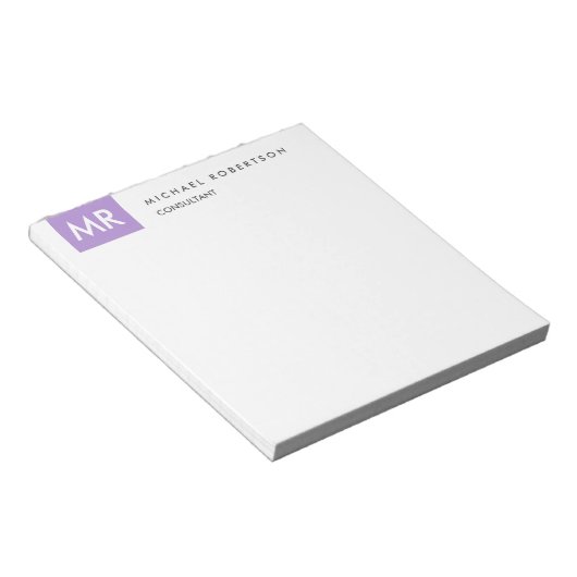 Monogram Elegant Unique Name Initials Notizblock (angewinkelt)