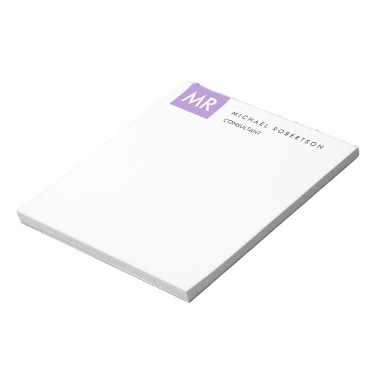 Monogram Elegant Unique Name Initials Notizblock (Rotiert)