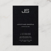 Monogram Elegant Vertikale Vorlage Luxury Black Visitenkarte (Rückseite)