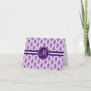Monogram Elegant Vintag Lila und White Damask