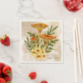 Monogram Elegant Vintage Pilze Braun Abendessen Serviette (Beispiel)