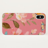 Monogram Elegant Watercolor Pink Apple Case-Mate iPhone Hülle (Rückseite (Horizontal))