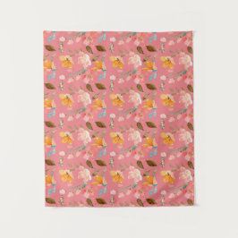 Monogram Elegant Watercolor Pink Tapestry Wandteppich