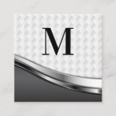 Monogram Elegant Weave Muster | Metallisch Quadratische Visitenkarte (Vorderseite)