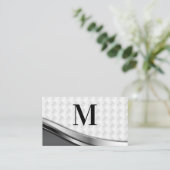 Monogram Elegant Weave Muster | Metallisch Visitenkarte (Stehend Vorderseite)