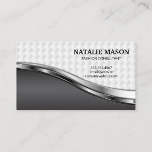 Monogram Elegant Weave Muster Metallisch Visitenkarte