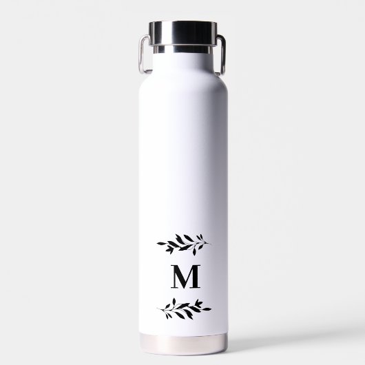 Monogram Elegant Wedding White Water Flasche Gesch (Vorne)