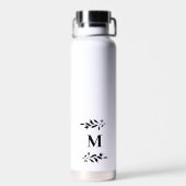 Monogram Elegant Wedding White Water Flasche Gesch (Rückseite)