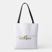 Monogram Elegant White Black Gold Farbe Tasche (Rückseite)