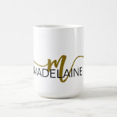 Monogram Elegant White Black Gold Kaffeetasse (Mittel)