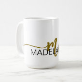 Monogram Elegant White Black Gold Kaffeetasse (Vorderseite Links)