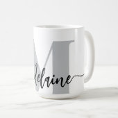 Monogram Elegant White Black Kaffeetasse (VorderseiteRechts)