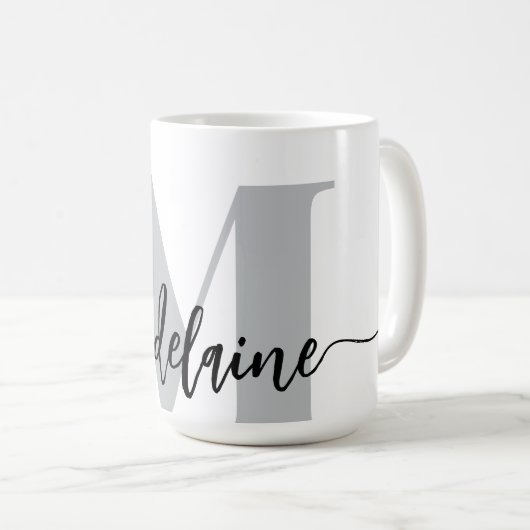 Monogram Elegant White Black Kaffeetasse (VorderseiteRechts)