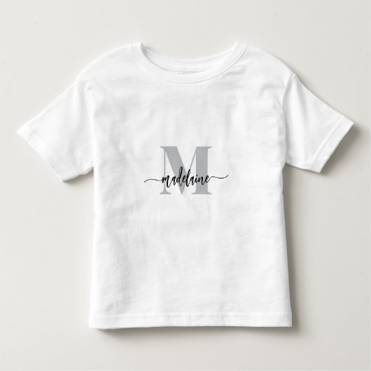 Monogram Elegant White Black Kleinkind T-shirt (Vorderseite)