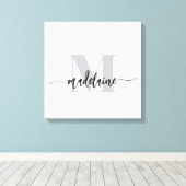 Monogram Elegant White Black Personal Leinwanddruck (Insitu (Holzboden))