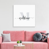 Monogram Elegant White Black Personal Leinwanddruck (Insitu (Wohnzimmer))