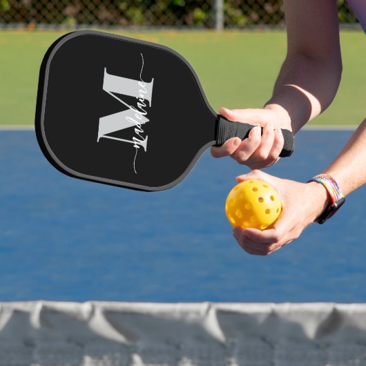 Monogram Elegant White Black Personal Pickleball Schläger (InSitu)