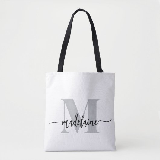 Monogram Elegant White Black Tasche (Vorderseite)