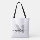 Monogram Elegant White Black Tasche (Rückseite)