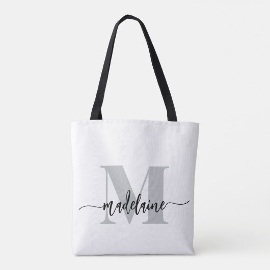 Monogram Elegant White Black Tasche (Rückseite)