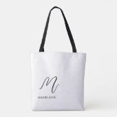 Monogram Elegant White Black Tasche (Rückseite)