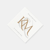 Monogram Elegant White Gold Script Moderne Custom Serviette (Ecke)
