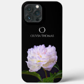 Monogram Elegant White Peony mit Name Case-Mate iPhone Hülle (Rückseite)