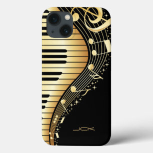 Monogram Elegante Black and Gold Musiknoten Design Case-Mate iPhone Hülle
